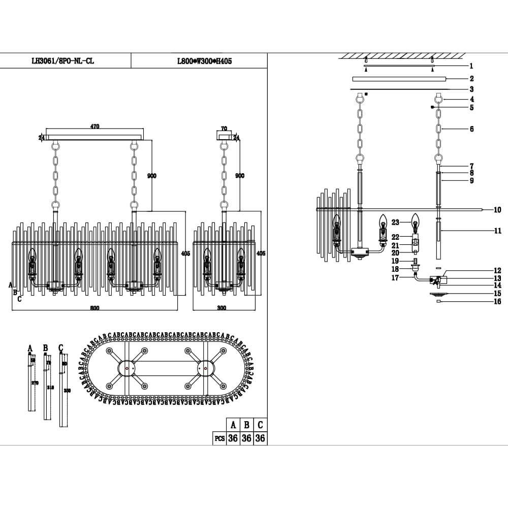 Подвесная люстра Lumien Hall Alte LH3061/8PO-NL-CL в Санкт-Петербурге