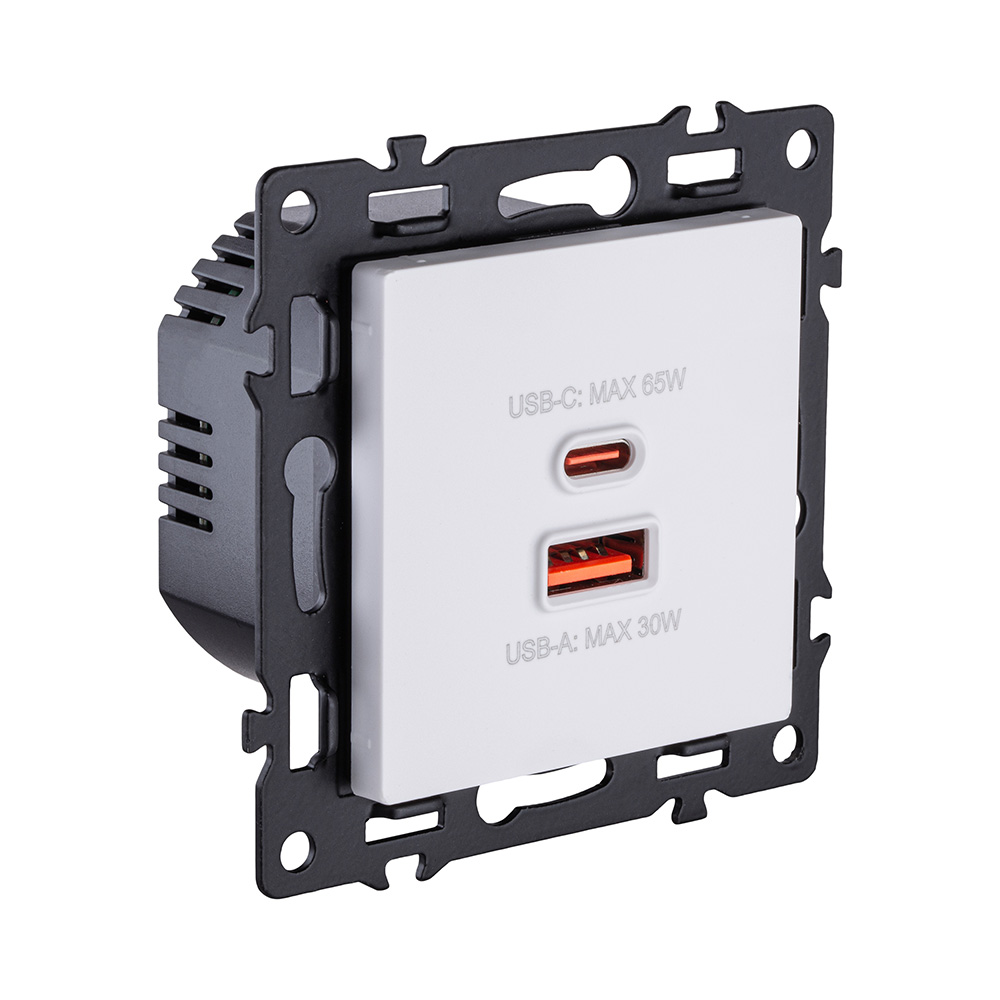 Розетка USB A+C 65W, белый Kollinger Asthetik AS-024WH в #REGION_NAME_DECLINE_PP#