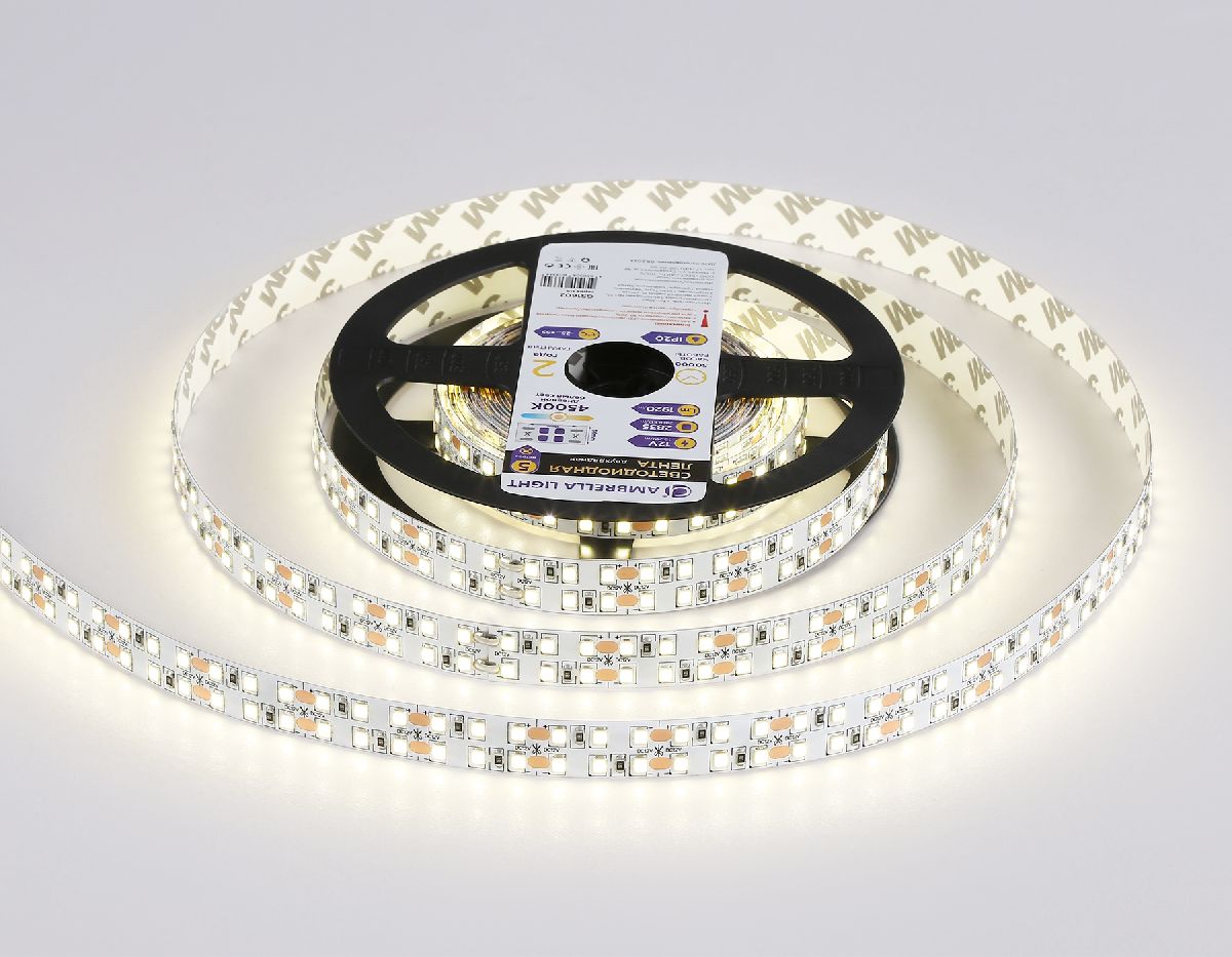 Светодиодная лента двухрядная Ambrella Light LED Strip 12В 2835 19,2Вт/м 4500K 5м IP20 GS1602 в Санкт-Петербурге