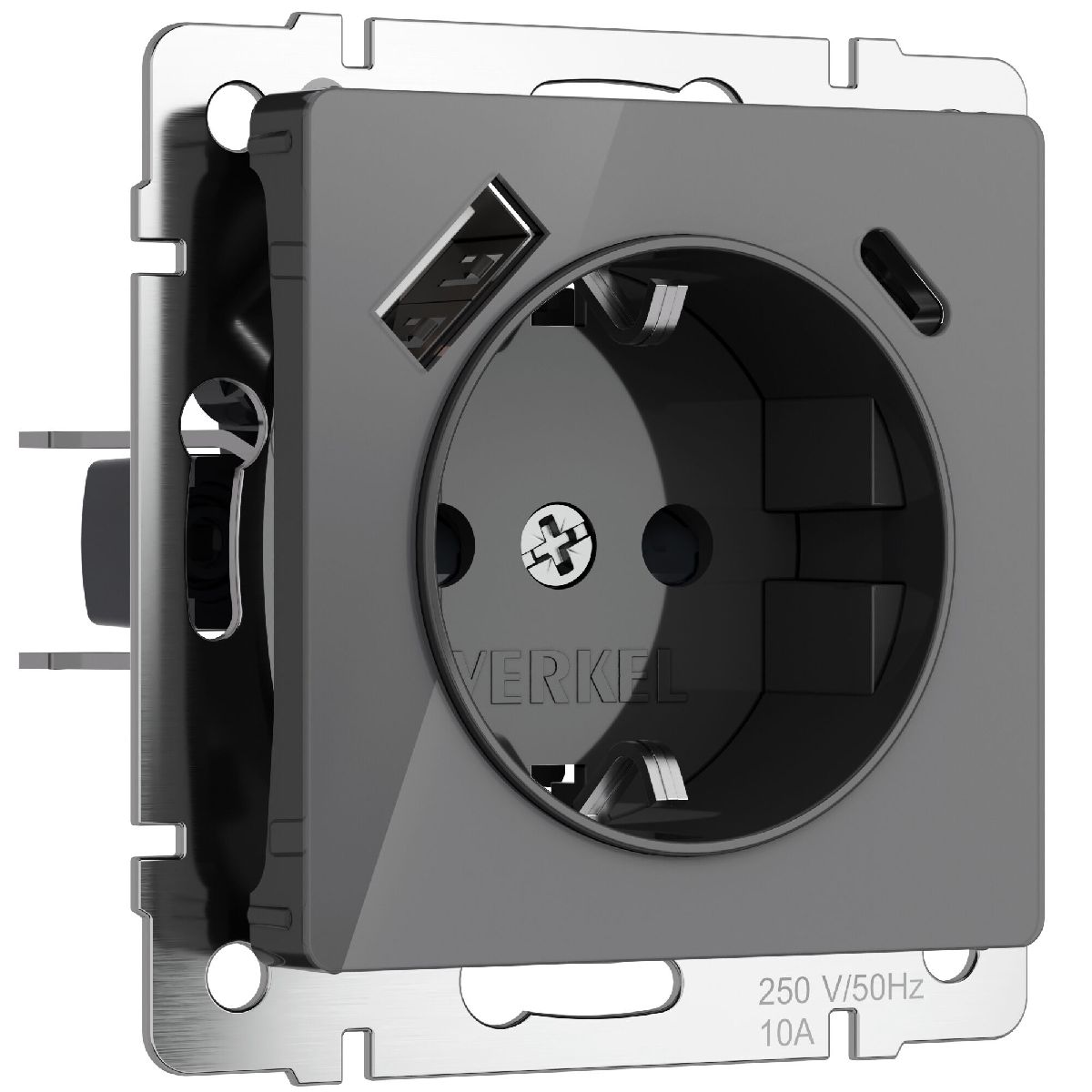 Розетка с заземлением, шторками и USB тип A+C Werkel 4690389197536 W1171744 a064093 в Санкт-Петербурге
