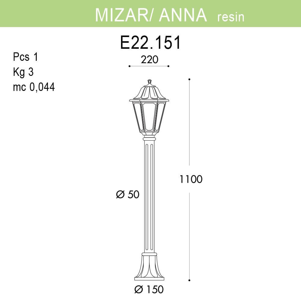 Уличный светильник Fumagalli Mizarr/Anna E22.151.000.AXF1R в Санкт-Петербурге