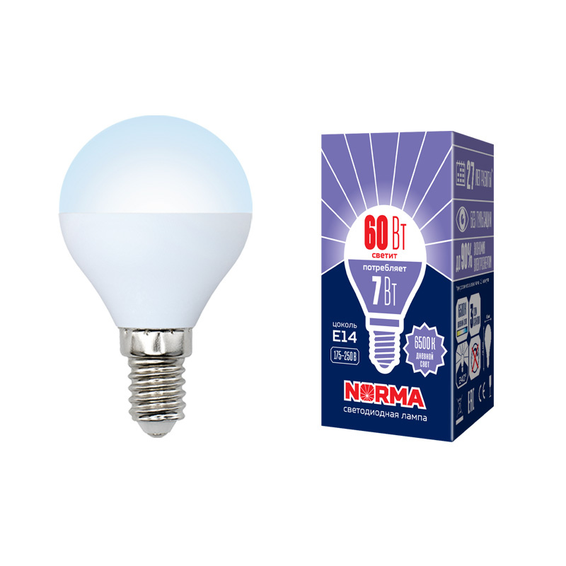 Лампа светодиодная (UL-00003818) Volpe E14 7W 6500K матовая LED-G45-7W/DW/E14/FR/NR в Санкт-Петербурге