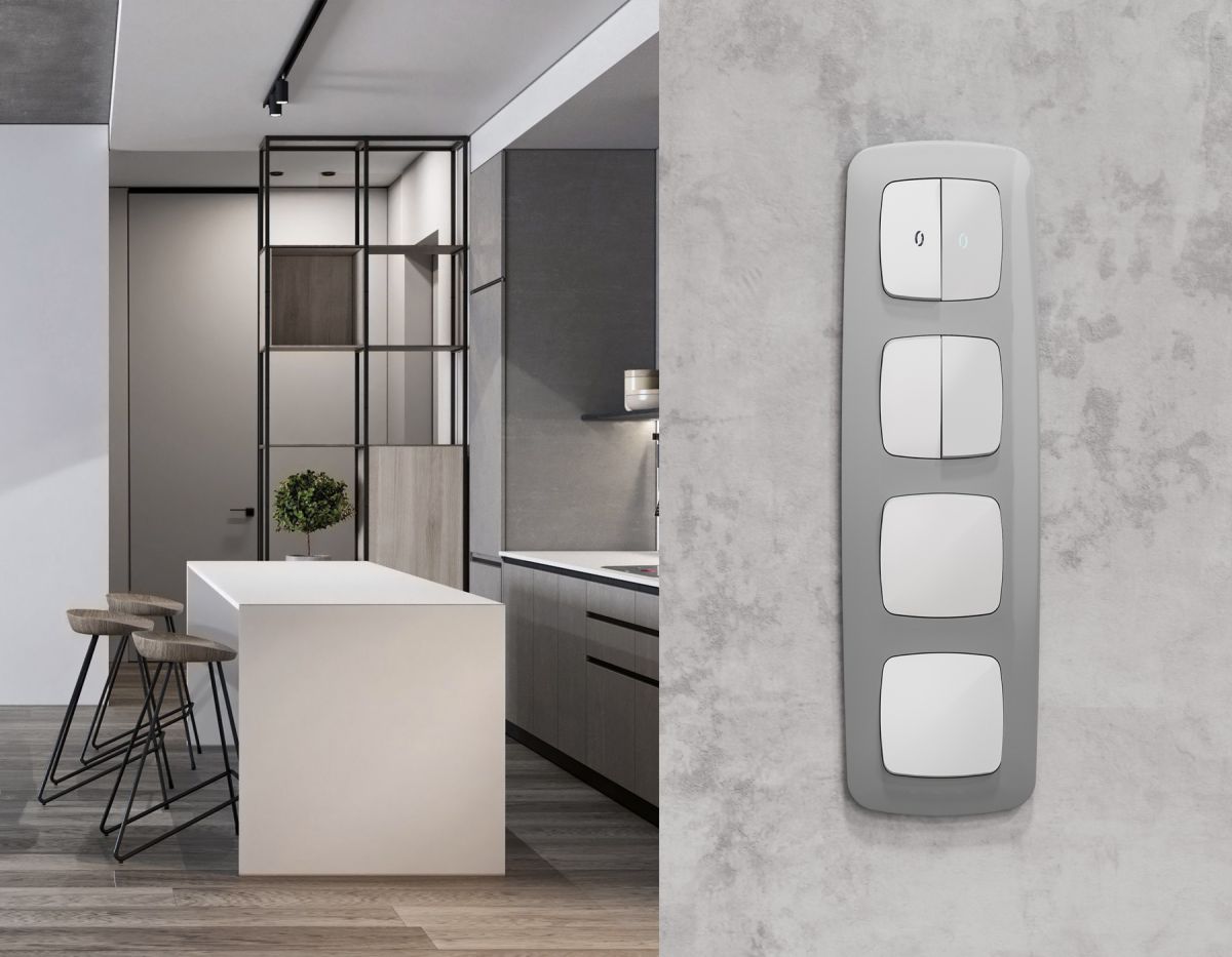 Комплект механизма 2-клавишного перекрестного выключателя Ambrella Volt 10A-250V OMEGA MO123030 Белый матовый QUANT (OP1230, VM125) в Санкт-Петербурге