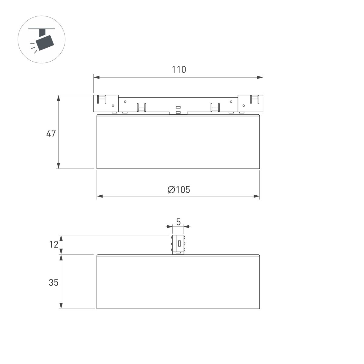 Трековый магнитный светильник Arlight MAG-MICROCOSM-RONDO-R105-10W Warm3000 (BK, 90 deg, 24V) (IP20 Металл) 051776 в #REGION_NAME_DECLINE_PP#