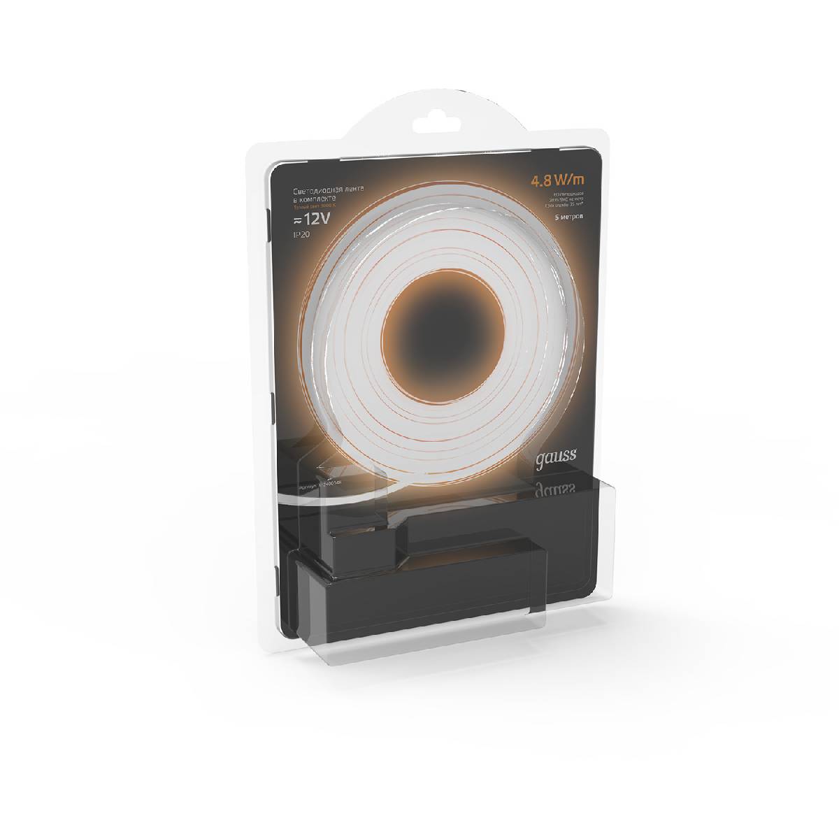 Светодиодная лента Gauss 12В 2835 4,8Вт/м 3000K 5м IP20 312400148 в Санкт-Петербурге