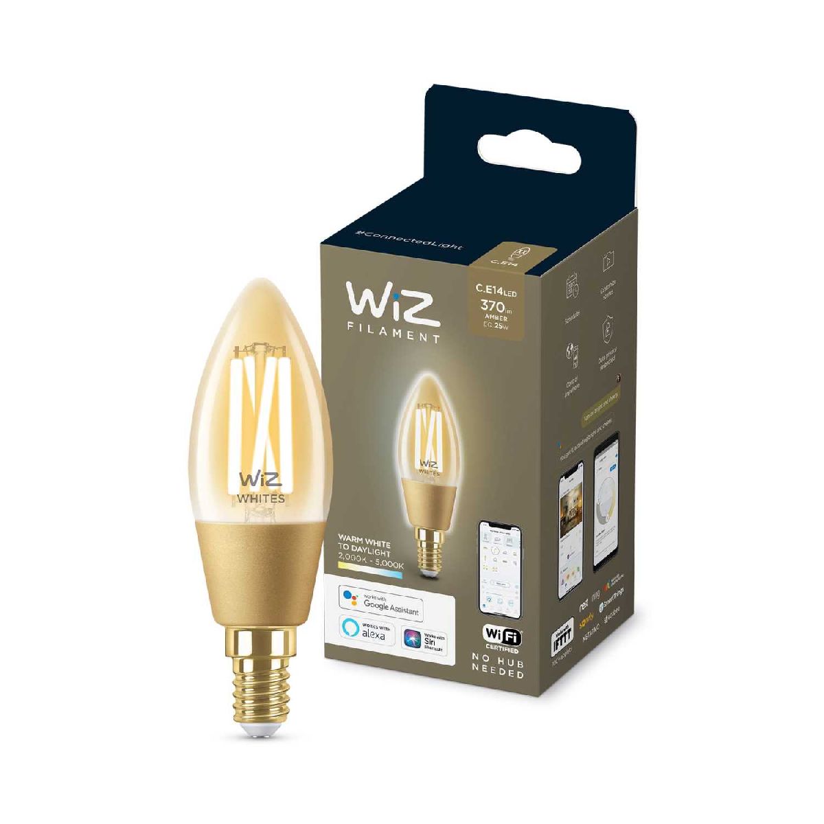 Умная светодиодная лампа Wiz Wi-Fi BLE25WC35E14920-50Amb1PF/6 E14 4,9W 2000/5000K 929003017701 в Санкт-Петербурге