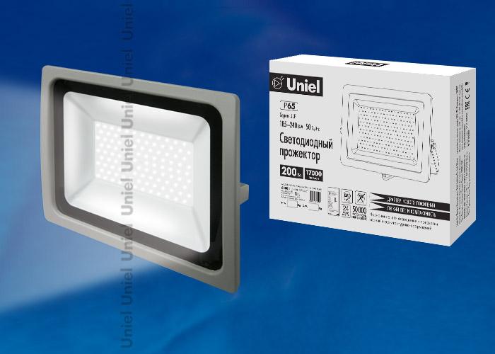 Прожектор светодиодный (UL-00002020) Uniel 200W 6500K ULF-F16-200W/DW IP65 185-240В Silver в Санкт-Петербурге