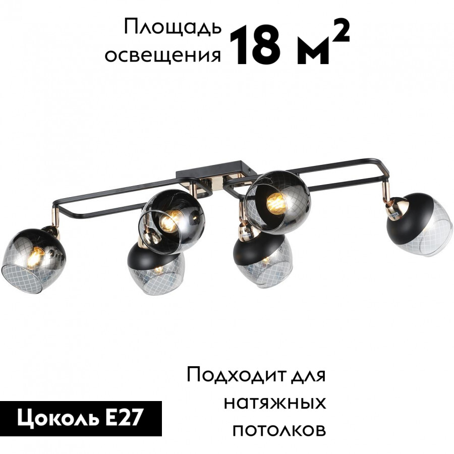 Потолочная люстра IMEX MD.19311-6-S-BK+FGD в #REGION_NAME_DECLINE_PP#