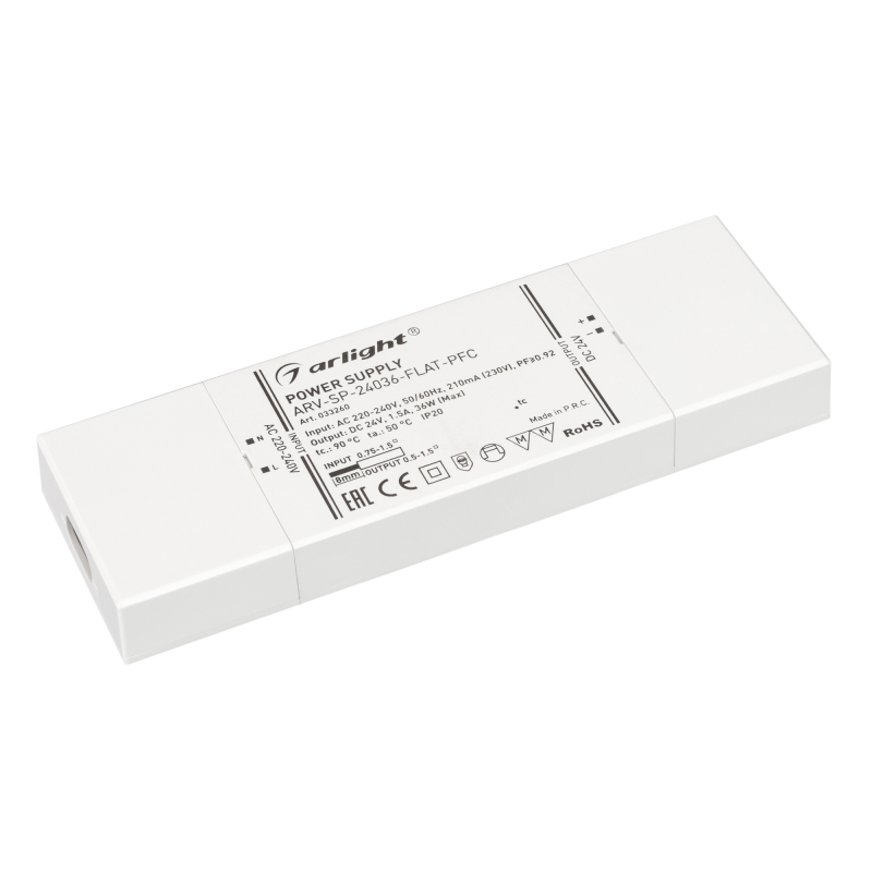 Блок питания Arlight ARV-SP-24036-Flat-PFC (24V, 1.5A, 36W) 033260 в Санкт-Петербурге