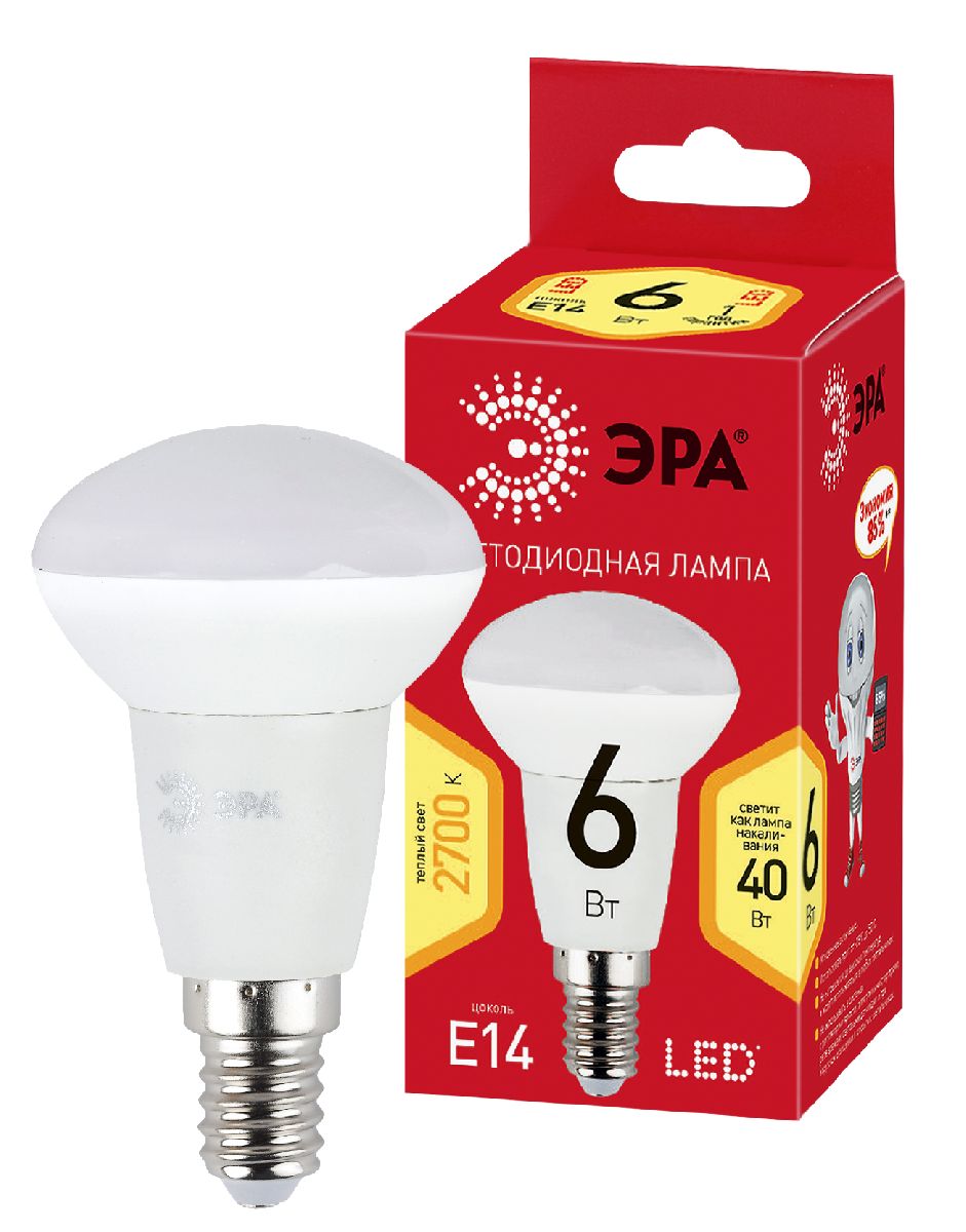 Лампа светодиодная Эра E14 6W 2700K ECO LED R50-6W-827-E14 Б0020633 в Санкт-Петербурге