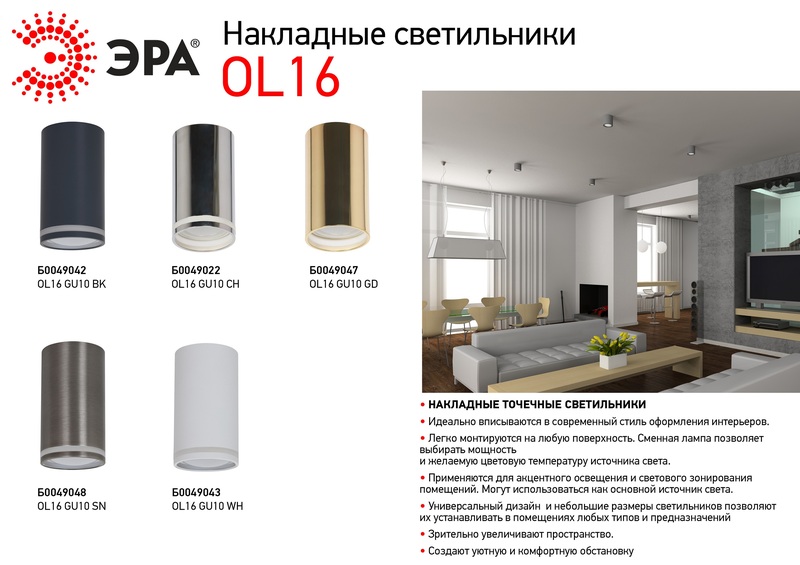 Накладной светильник ЭРА OL16 GU10 GD Б0049047 в Санкт-Петербурге