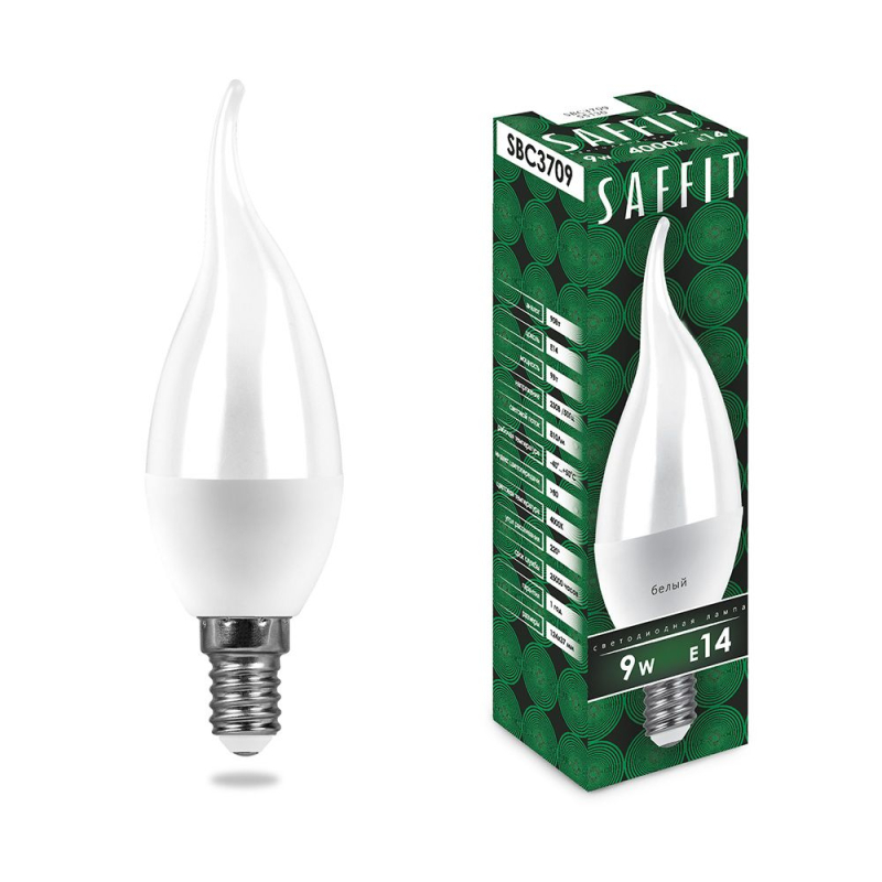 Лампа светодиодная Saffit SBC3709 Свеча на ветру E14 9W 4000K 55130 в Санкт-Петербурге