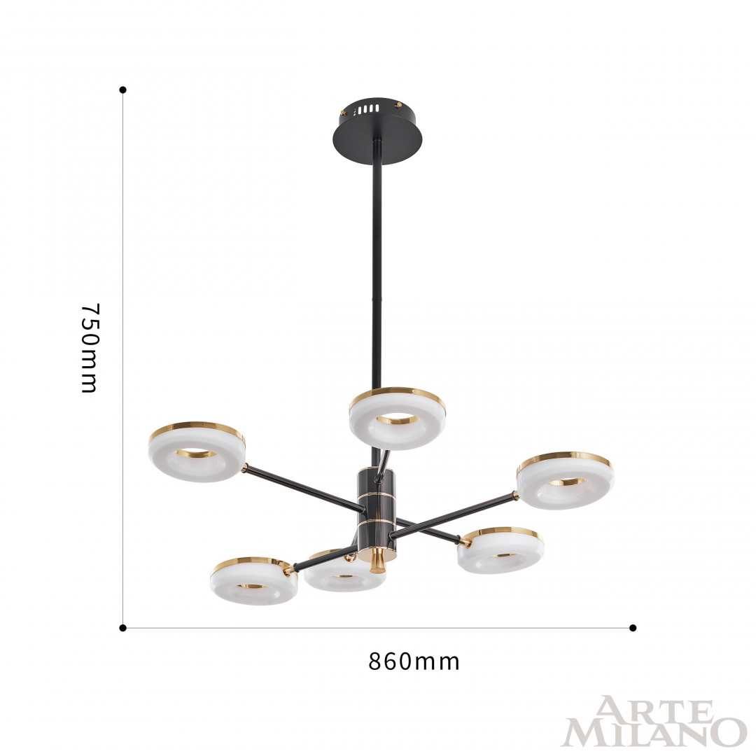 Люстра на штанге Arte Milano Ferrara 276699/6 BK/GD в #REGION_NAME_DECLINE_PP#