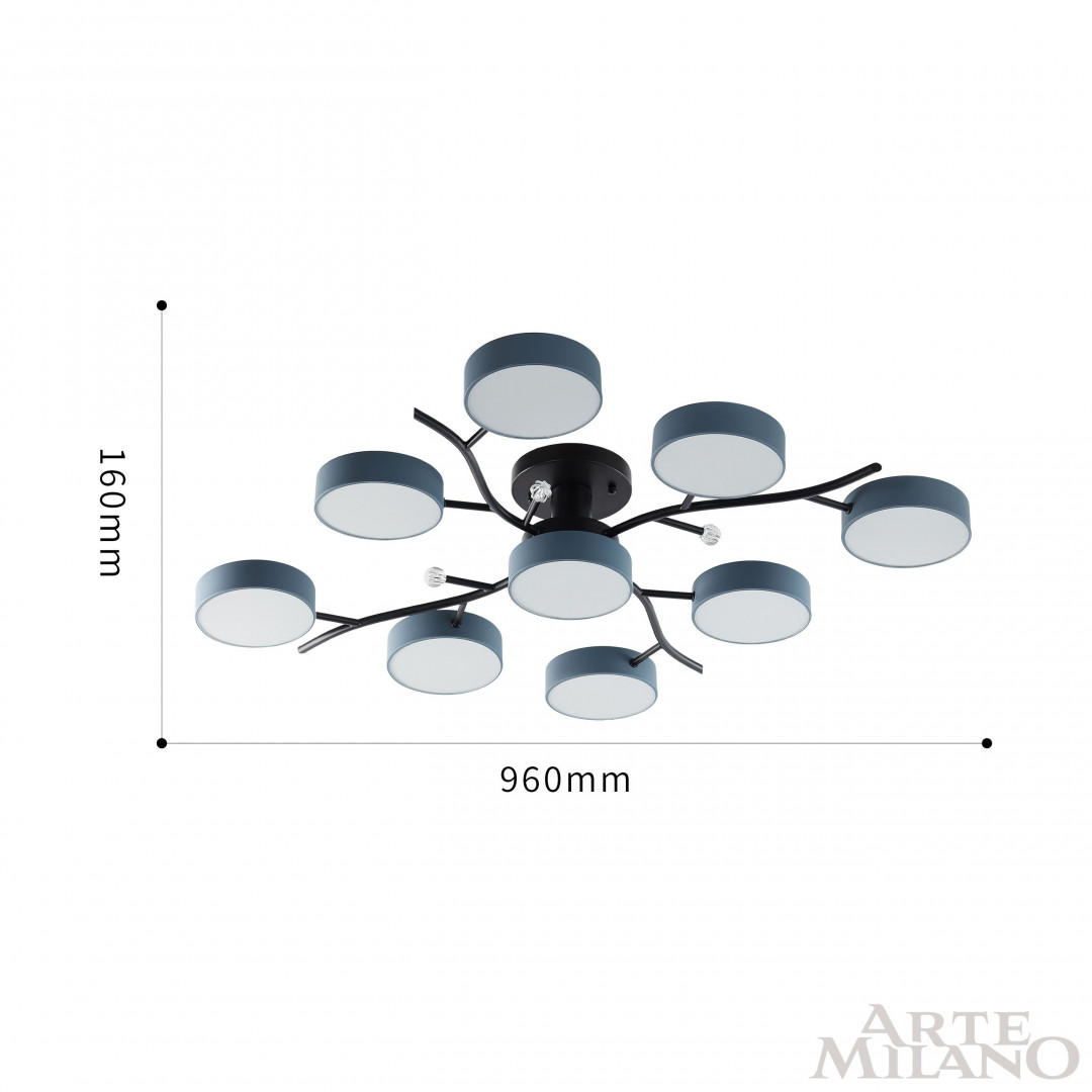 Потолочная люстра Arte Milano Ferrara 256606/8+1 Bk/Gr в #REGION_NAME_DECLINE_PP#