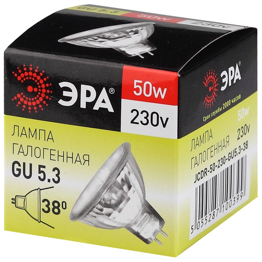 Лампа галогенная Эра GU5.3 50W 3000K GU5.3-JCDR (MR16) -50W-230V-CL C0027365 в Санкт-Петербурге