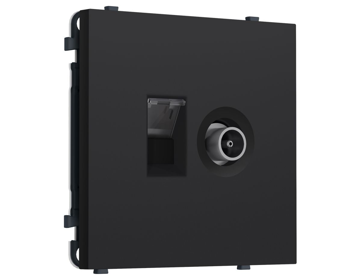 Комплект механизма розетки компьютерной + TV оконечной SIGMA Черный Мягкое касание RJ-45 CAT6/50-870MHz 1dB с/ш QUANT PRO Ambrella Volt MS992510 (SP9925, PR195) в Санкт-Петербурге