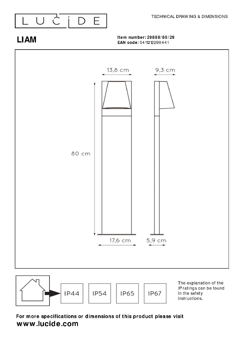 Ландшафтный светильник Lucide Liam 29898/80/29 в Санкт-Петербурге