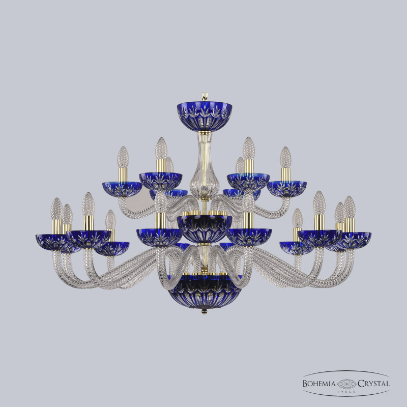 Подвесная люстра Bohemia Ivele Crystal 1308/12+6/360/2d G Cl/Clear-Blue/H-1I в Санкт-Петербурге