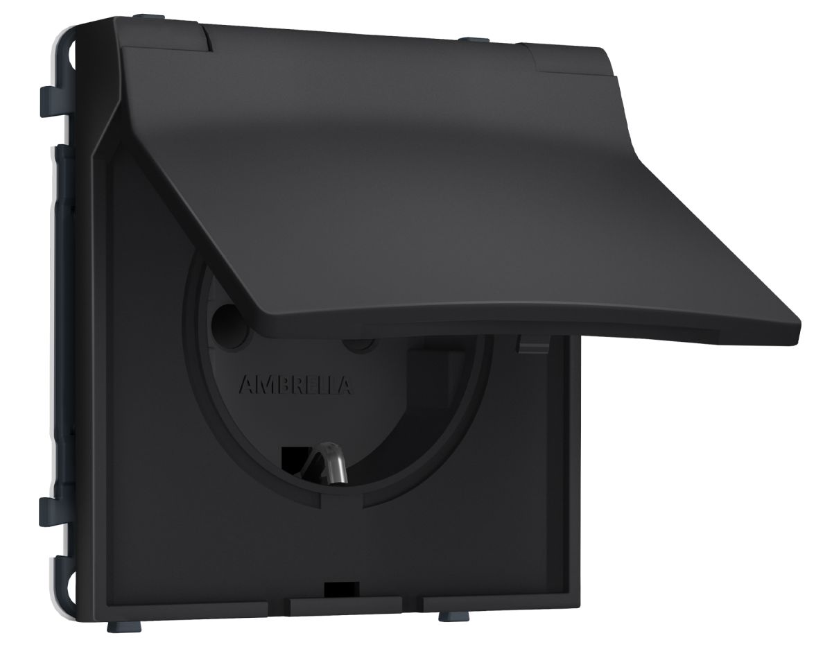 Комплект механизма электрической розетки SIGMA Черный матовый 50Hz 2P+E с/з с/ш и крышкой IP44 16A-250V QUANT PRO Ambrella Volt MS808010 (SP8080, PR141) в #REGION_NAME_DECLINE_PP#