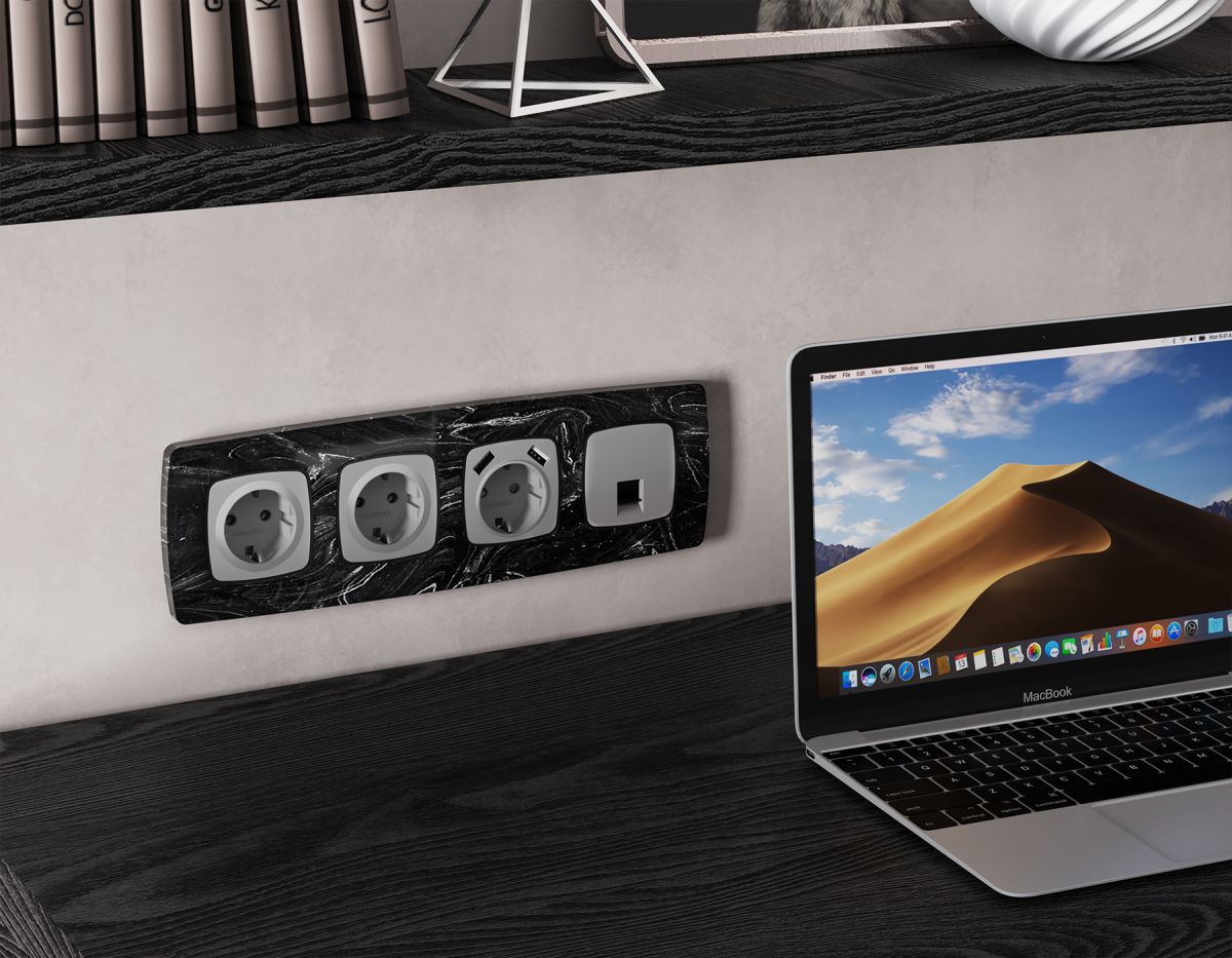 Комплект механизма компьютерной розетки Ambrella Volt RJ-45 (8P8C) CAT6A экранированной с автоматической защитной шторкой OMEGA MO512005 Сталь матовый QUANT (OP5120, VM185) в Санкт-Петербурге