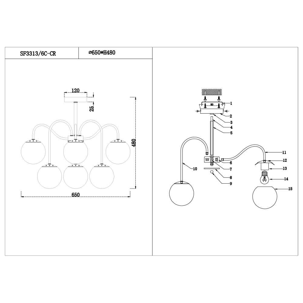 Потолочная люстра Seven Fires Trevi SF3313/6C-CR в Санкт-Петербурге