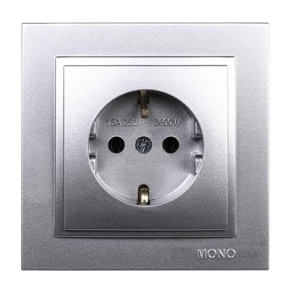 Розетка с заземлением Mono Electric Despina 16А 250В серебро 102-212121-117 в Санкт-Петербурге
