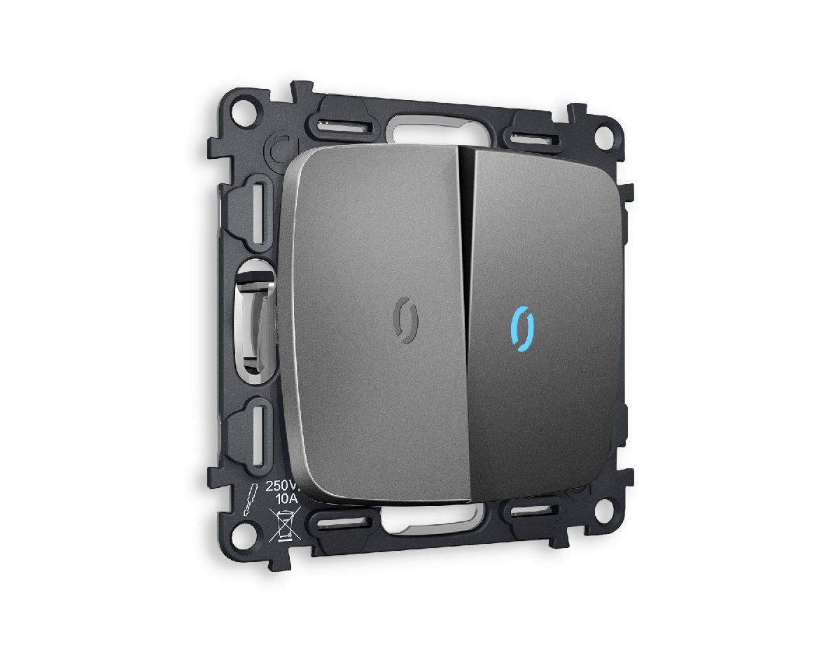 Комплект механизма 2-кл проходного выключателя с подсветкой Ambrella Volt Omega MO654040 в Санкт-Петербурге