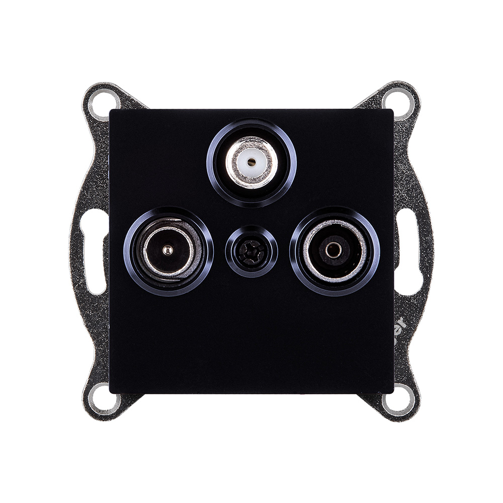 Розетка тройная TV (мама) + TV (папа) + спутниковая SAT, черный Kollinger REA-036BK для Aspekt, Eleganz, Reflex в #REGION_NAME_DECLINE_PP#