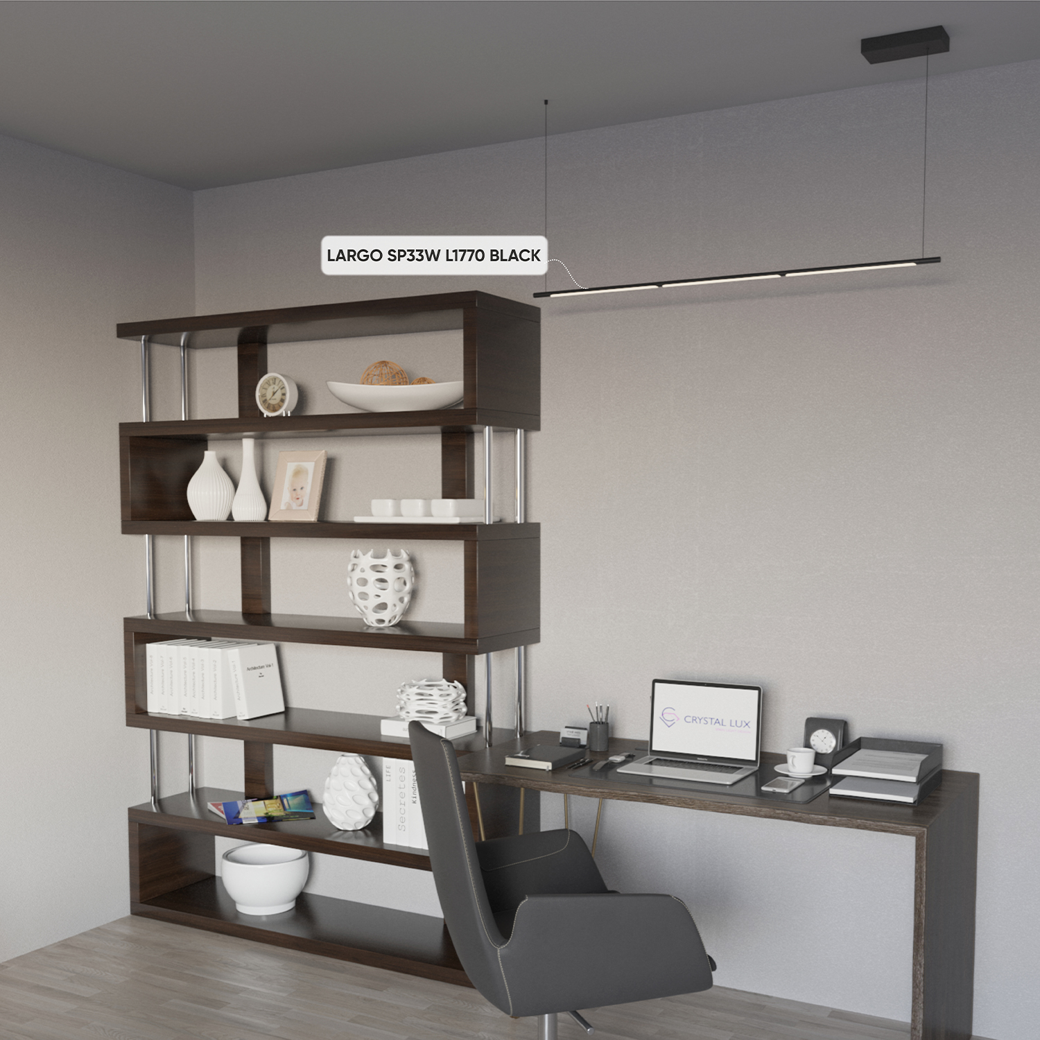 Подвесной светодиодный светильник Crystal Lux Largo SP33W L1770 Black в Санкт-Петербурге