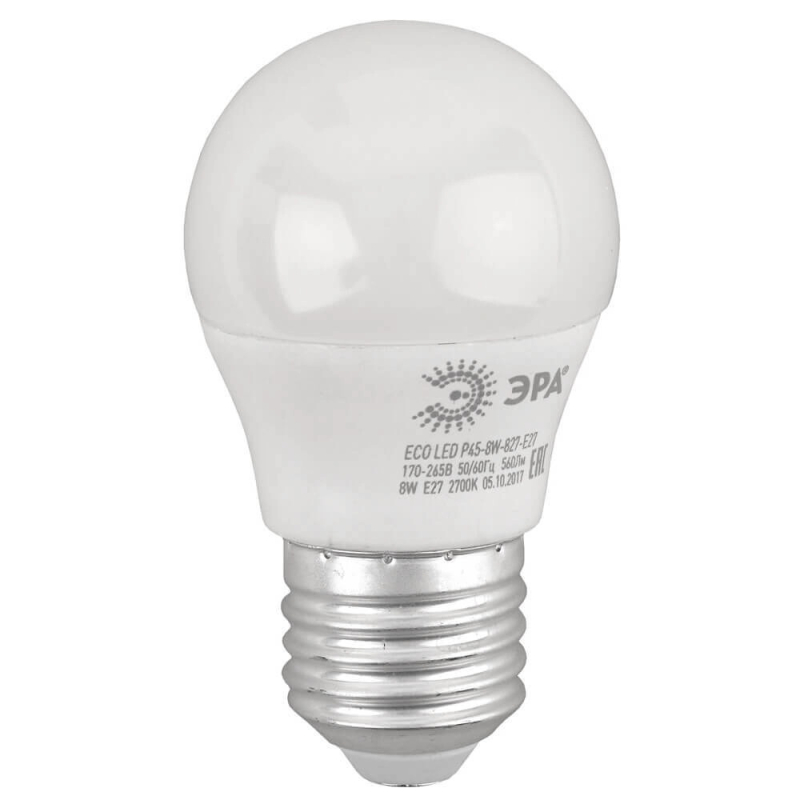 Лампа светодиодная ЭРА E27 8W 2700K матовая ECO LED P45-8W-827-E27 Б0030024 в #REGION_NAME_DECLINE_PP#