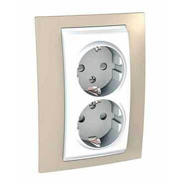 Розетка двойная Schneider Electric Unica с/з со шторками 10A 250V MGU63.067.867 в Санкт-Петербурге