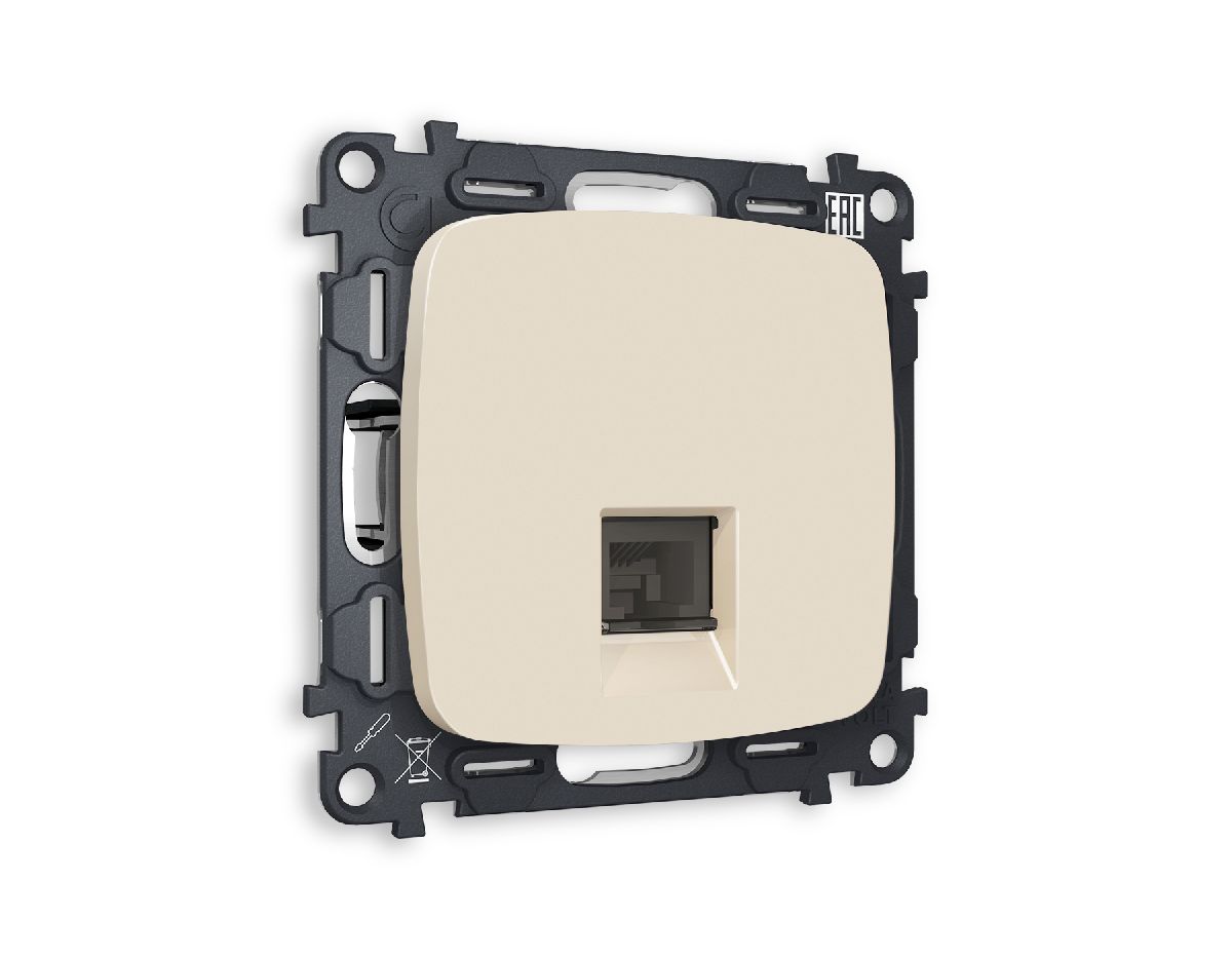 Комплект механизма телефонной розетки RJ-11(4P4C) со шторкой Ambrella Volt Omega MO332030 в Санкт-Петербурге
