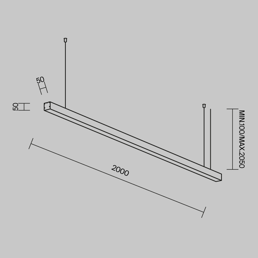 Линейный подвесной светильник Maytoni Technical 4000K 50x50 (Серебро, 2 м) LL312024 в Санкт-Петербурге