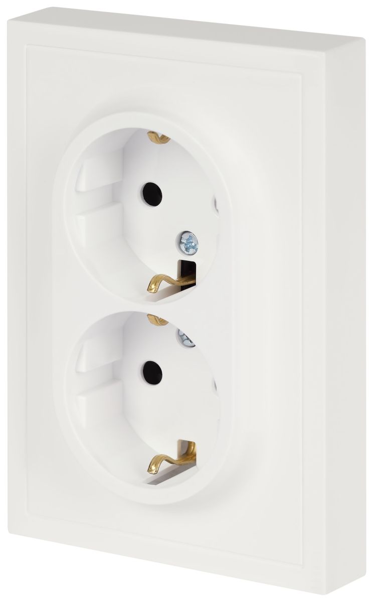 Розетка Эра Galaxy 15-2104-08 с заземлением двойная 2X2P+E Schuko 16А-250В IP20 белый матовый Б0070691 в Санкт-Петербурге