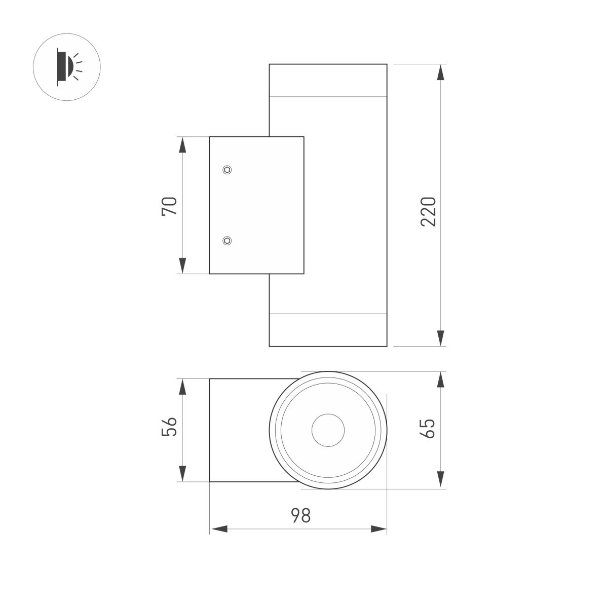 Уличный настенный светильник Arlight LGD-RAY-WALL-TWIN-R65-2x12W Warm3000 (GR, 6 deg, 230V) (IP65 Металл) 044231(1) в Санкт-Петербурге