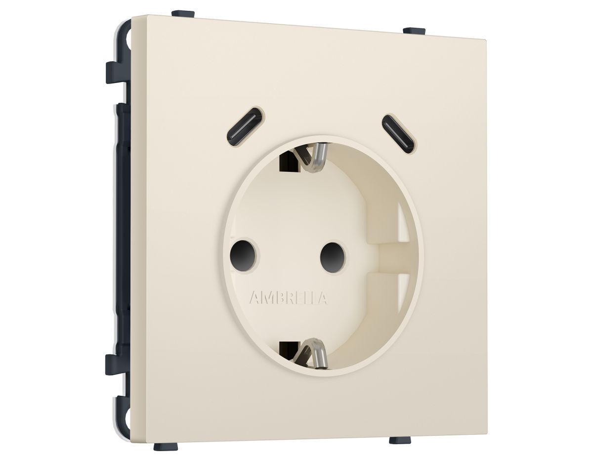 Комплект механизма электрической розетки SIGMA Бежевый матовый 2USB С+C 20W Ambrella Volt MS330510 (SP3305, PR165) в #REGION_NAME_DECLINE_PP#