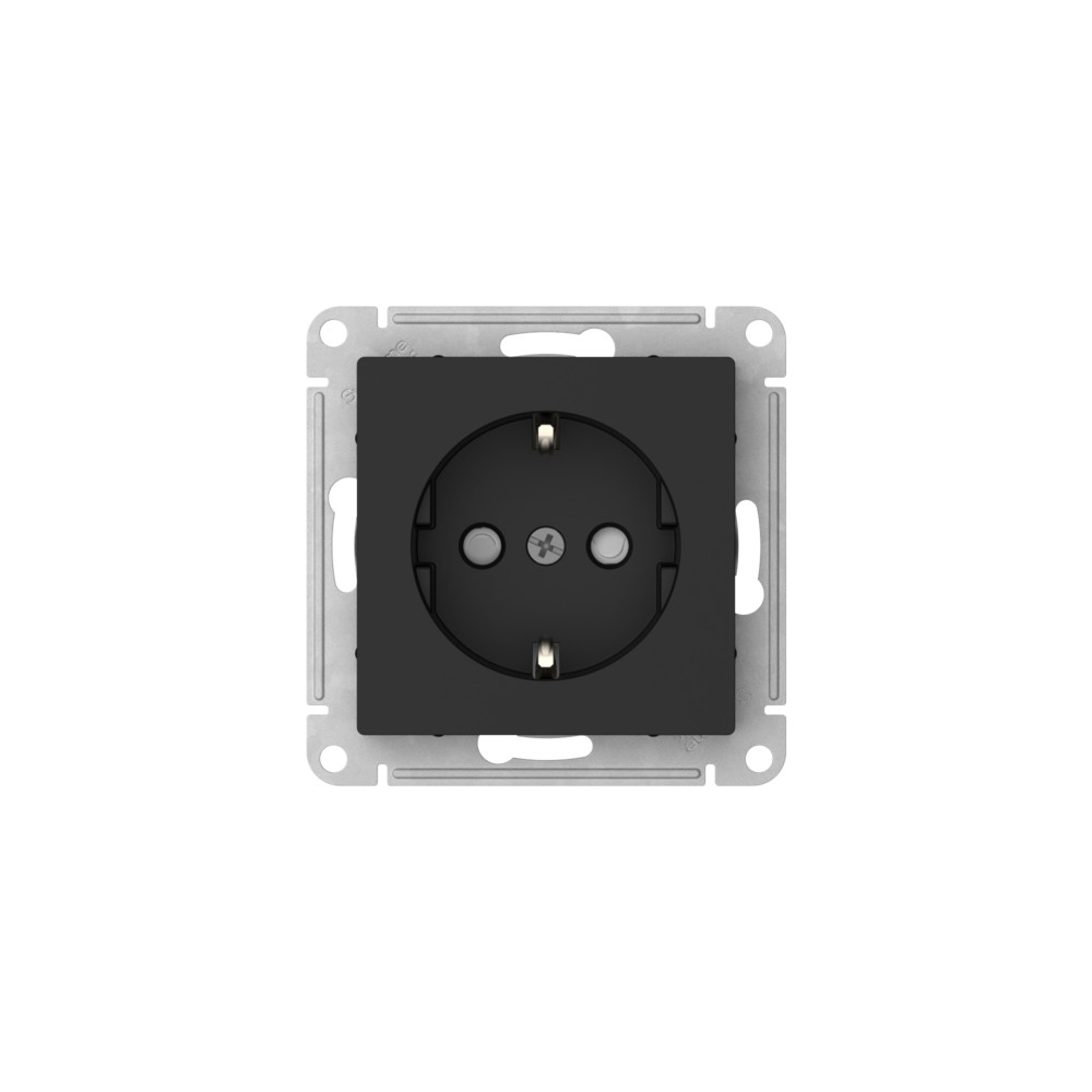Розетка с заземлением со шторками, 16А, мех., быстрозажим. Клем Systeme Electric AtlasDesign Карбон ATN001045S в Санкт-Петербурге