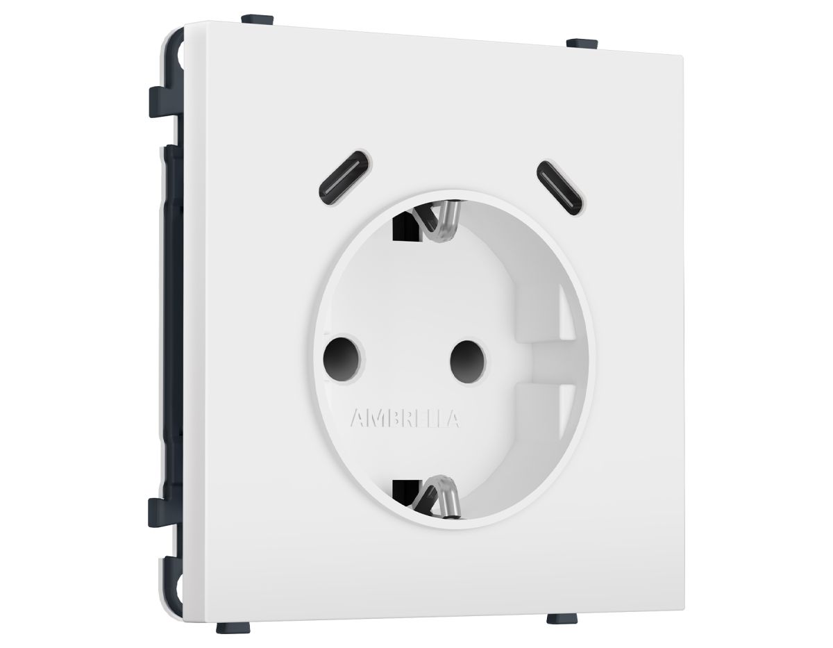 Комплект механизма электрической розетки SIGMA Белый мягкое касание 2USB С+C 20W Ambrella Volt MS830510 (SP8305, PR165) в #REGION_NAME_DECLINE_PP#