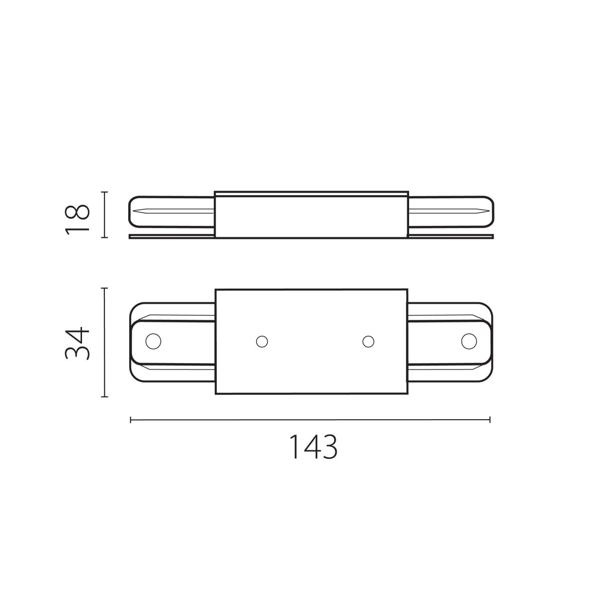 Питание центральное короткое (143mm) для шинопровода 50202X(-T), 50203X(-T) Barra Lightstar 502187-1 в Санкт-Петербурге
