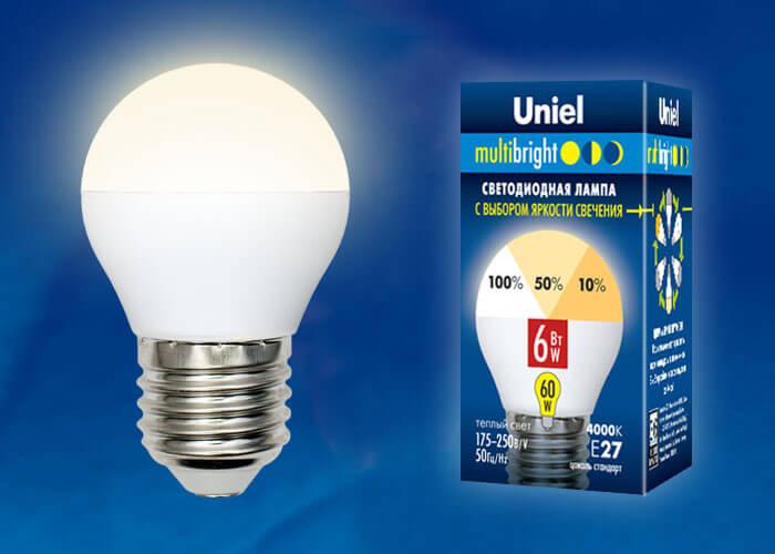 Лампа светодиодная (UL-00002375) Uniel E14 6W 3000K матовая LED-G45-6W/WW/E14/FR/MB PLM11WH в #REGION_NAME_DECLINE_PP#