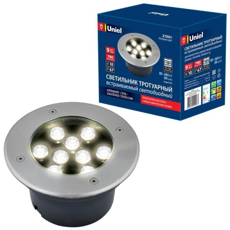 Ландшафтный светодиодный светильник (UL-00006826) Uniel ULU-B12A-9W/2700K IP67 Grey в Санкт-Петербурге