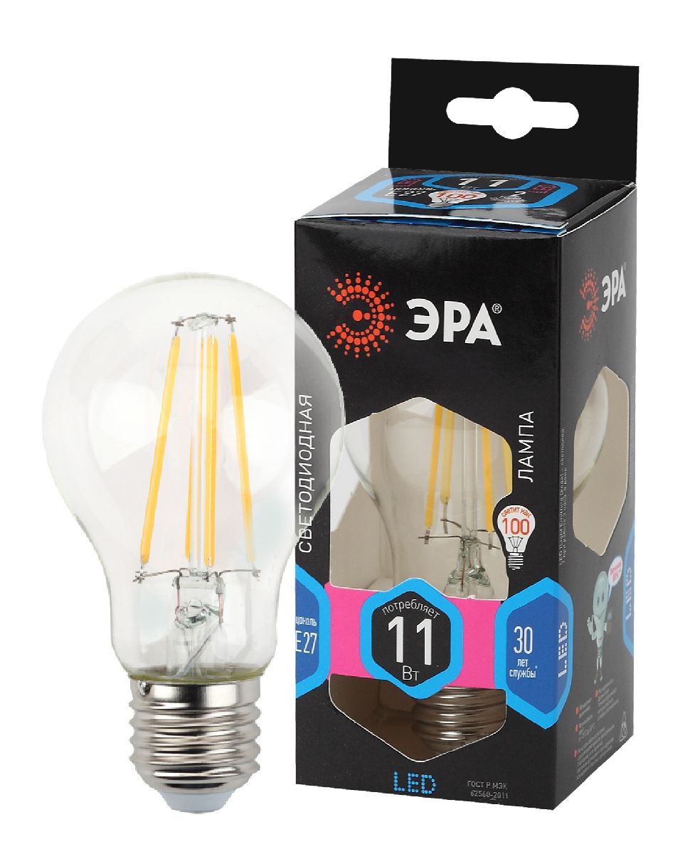 Лампа светодиодная Эра E27 11W 4000K F-LED A60-11W-840-E27 Б0035026 в Санкт-Петербурге
