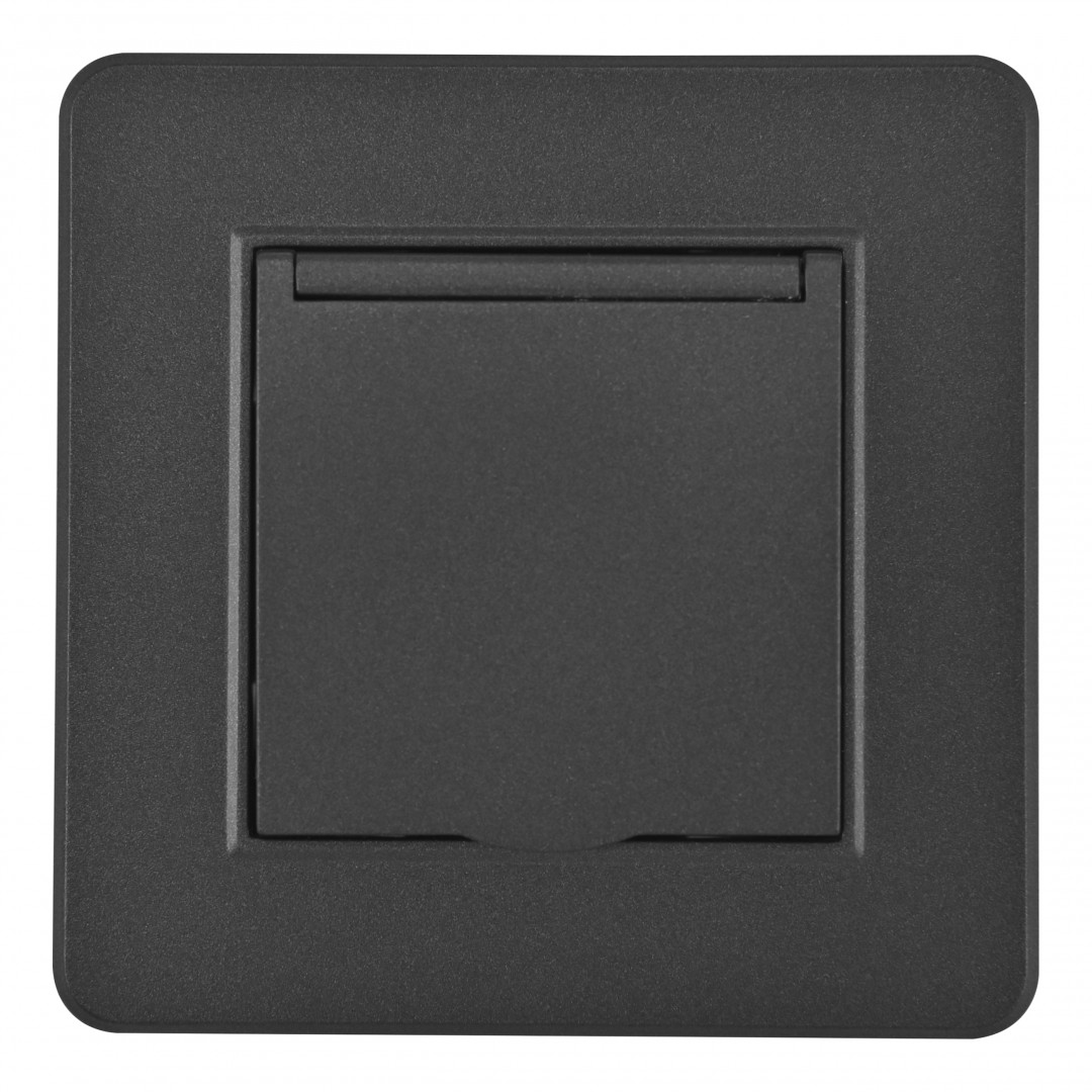 Комплект розетки с/з и шторками, защитной крышкой и рамкой Arte Milano SET16-1-41-1 black в Санкт-Петербурге