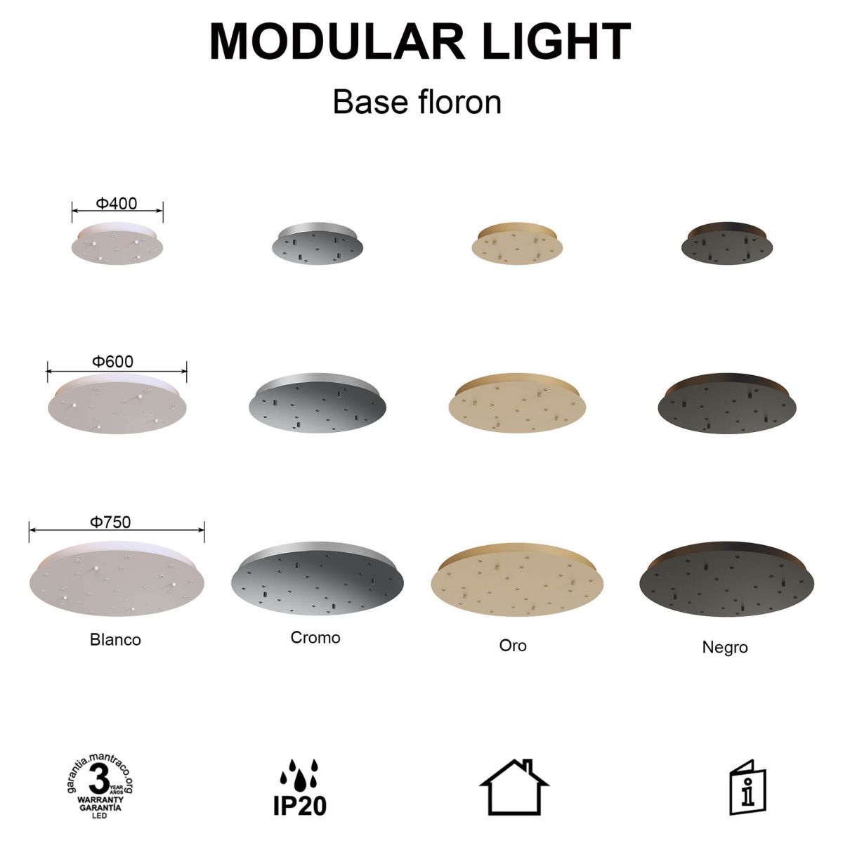 Основание потолочное 14L Mantra Modular Light Florones 9370 в Санкт-Петербурге