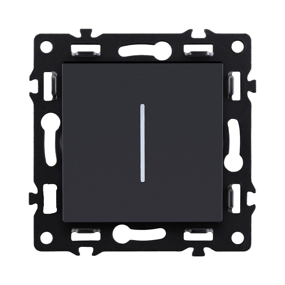 Выключатель кнопочный 1-клавишный 10А/250В с LED подсветкой, черный Kollinger Asthetik AS-012BK в #REGION_NAME_DECLINE_PP#