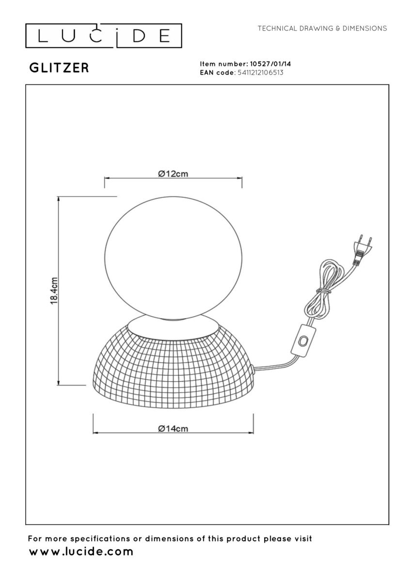 Настольная лампа Lucide Glitzer 10527/01/14 в #REGION_NAME_DECLINE_PP#