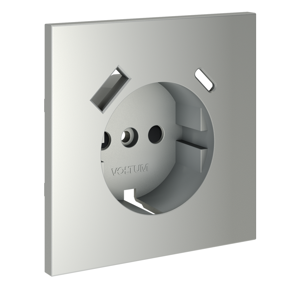 Накладка для розетки с заземлением и защитными шторками, с USB A+C Voltum S70 (сталь) VLS001005 в Санкт-Петербурге