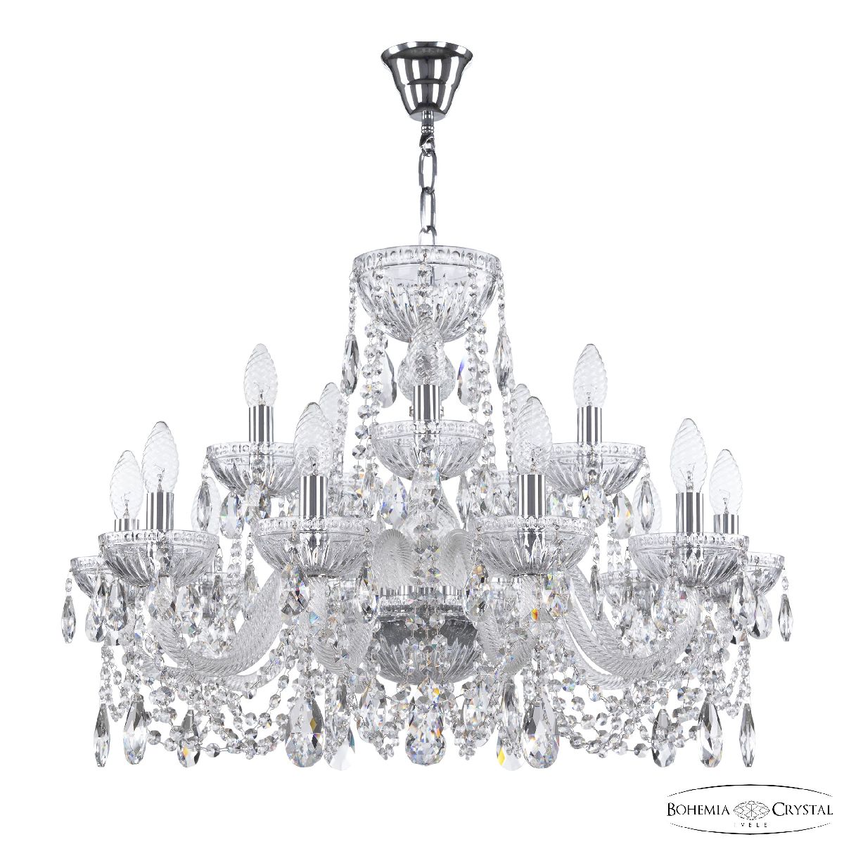 Подвесная люстра Bohemia Ivele Crystal 5402/10+5/240 Ni Clear/M-1G в Санкт-Петербурге