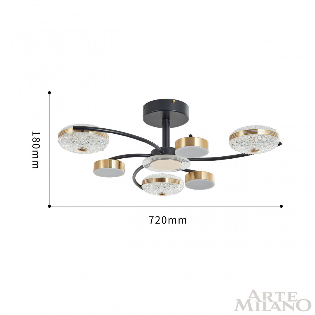 Потолочная люстра Arte Milano Ferrara 279169/3+3 BK/GD в #REGION_NAME_DECLINE_PP#