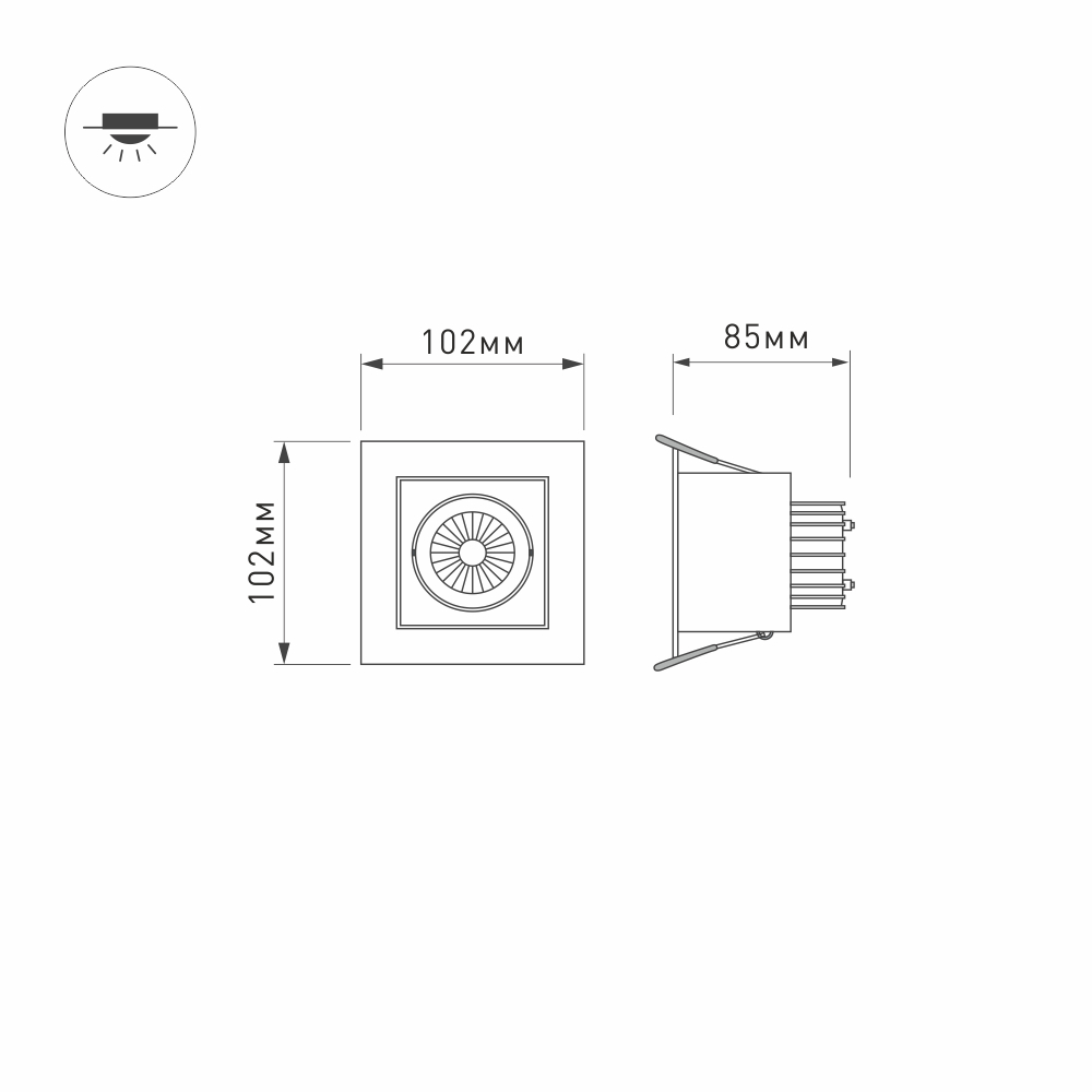 Встраиваемый светильник Arlight CL-SNODO-LUM-S102x102-9W Day4000 (WH-BK, 38 deg) 039275 в Санкт-Петербурге